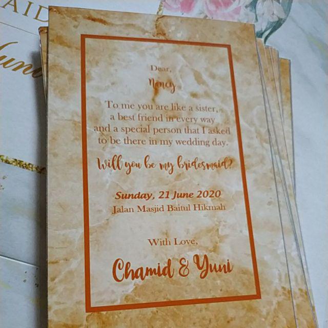 Bridesmaid Card / Kartu ucapan / Kartu Bridesmaid | Shopee ...