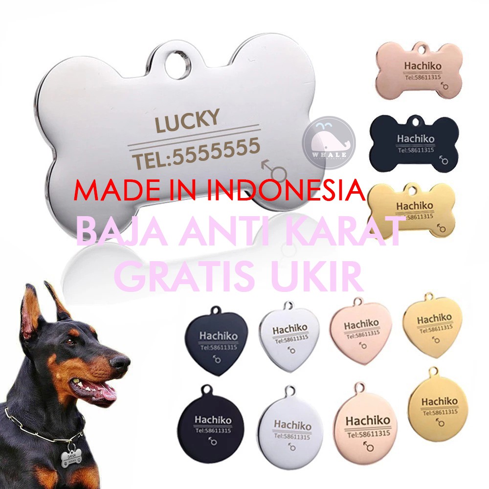 Tag Nama Custom Name Dog Cat Pet Bahan Stainless Steel Kalung Kucing Anjing Jejak Kaki