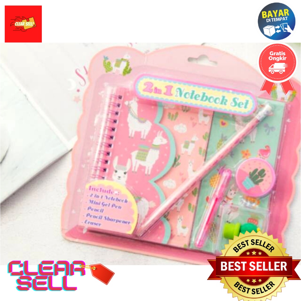

Buku tulis set 2 in 1/ Notebook / Notepad motif Cartoon F2075