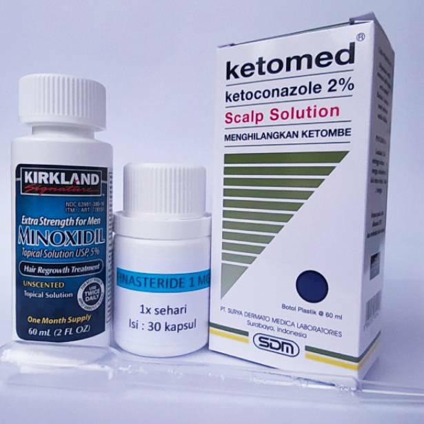 Lebih Hemat Paket 1 Bulan (Finasteride 1 mg + Minoxidil + Ketomed) .,,.,.,