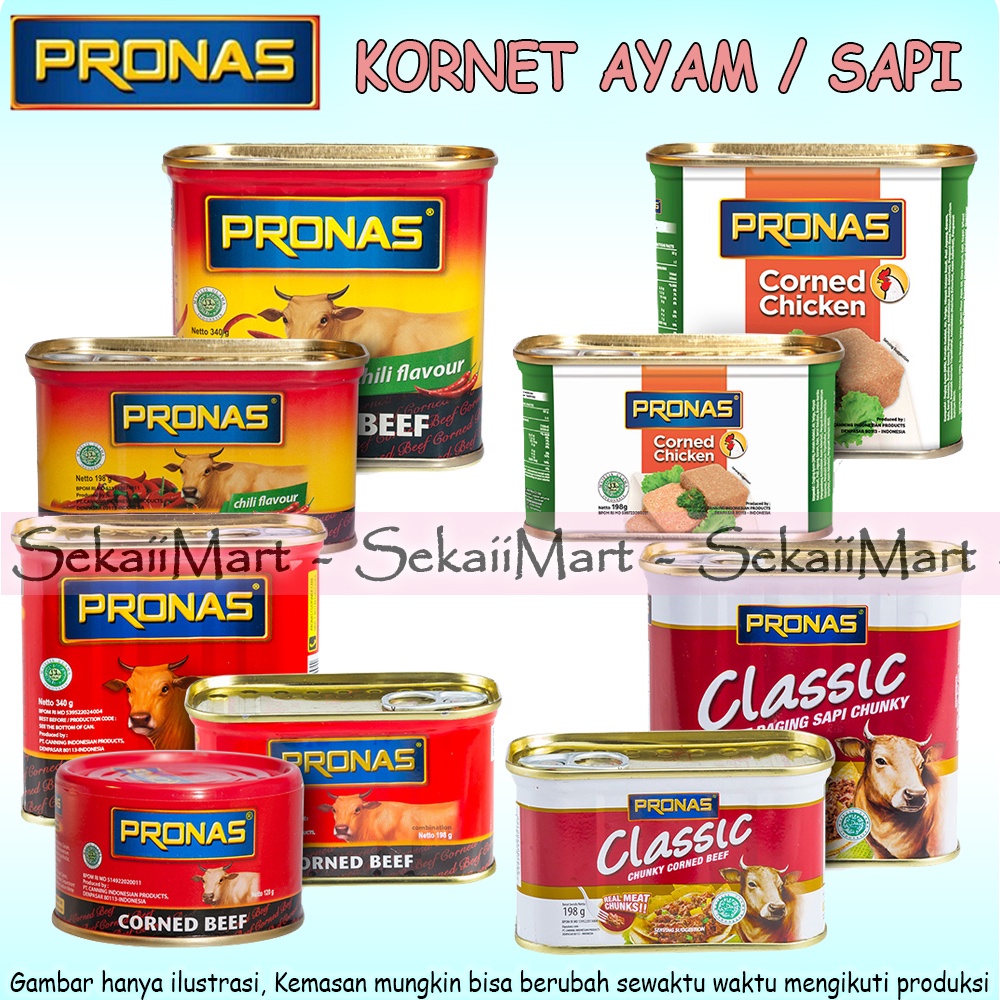 

PRONAS Kornet Ayam / Sapi Kalengan - Corned Beef / Chicken Size 198g / 340g