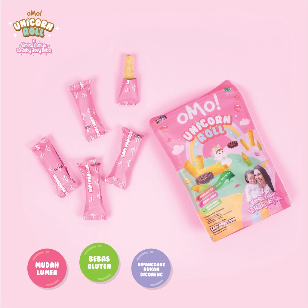 OMO Unicorn Roll 18gr - Snack Sehat Bayi - Cemilan Anak - Omo! Healthy Snack