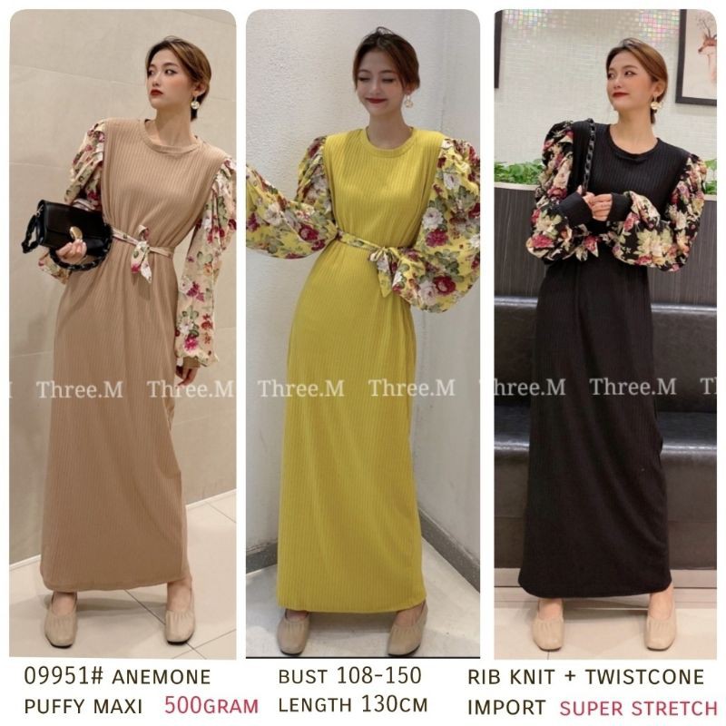 MDLV ~ BM 09951 ANEMONE PUFF MAXI // GAMIS IMPORT // FASHION MUSLIM // FASHION IMPORT WANITA