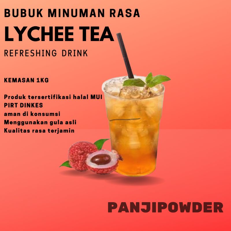 leci tea 1kg bubuk minuman rasa lychee tea serbuk minuman serbuk minuman aneka rasa