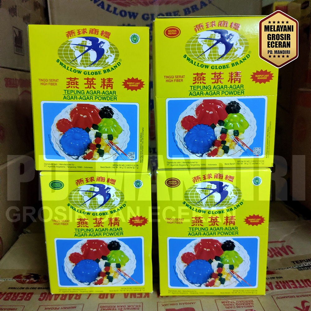 

SWALLOW GLOBE TEPUNG AGAR AGAR 7 GR ISI 12 SACHET