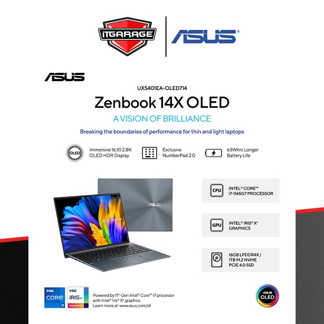 Asus Zenbook UX5401EA-OLED714|i7-1165G7/16G/1TB/IrisXe