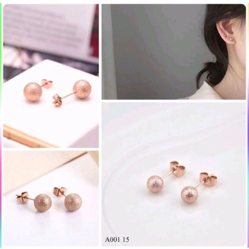 Anting Tusuk Bola Pasir Titanium Asli