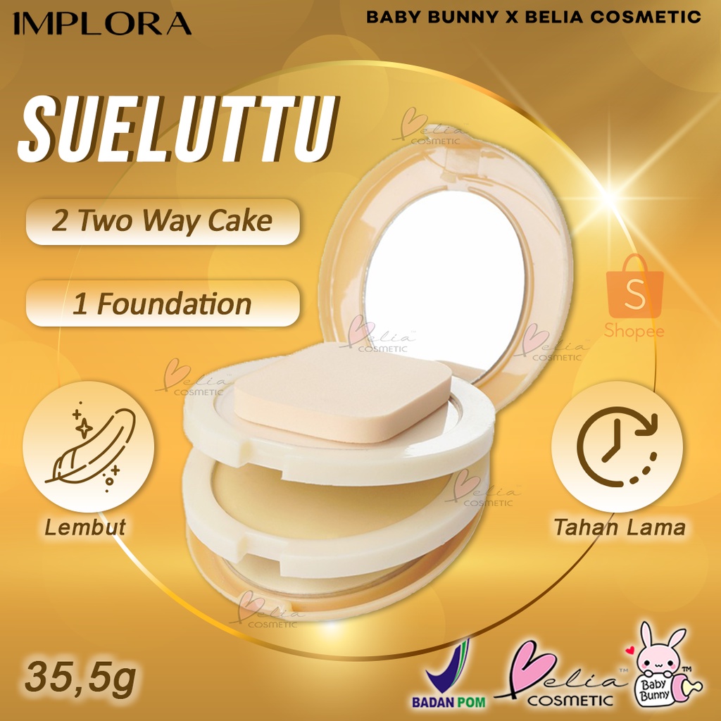 ❤ BELIA ❤ IMPLORA Bedak Sueluttu Powder Cake 3in1 320 | Two Color Two Way Cake One Foundation | Bedak Padat | Foundation Powder | BPOM