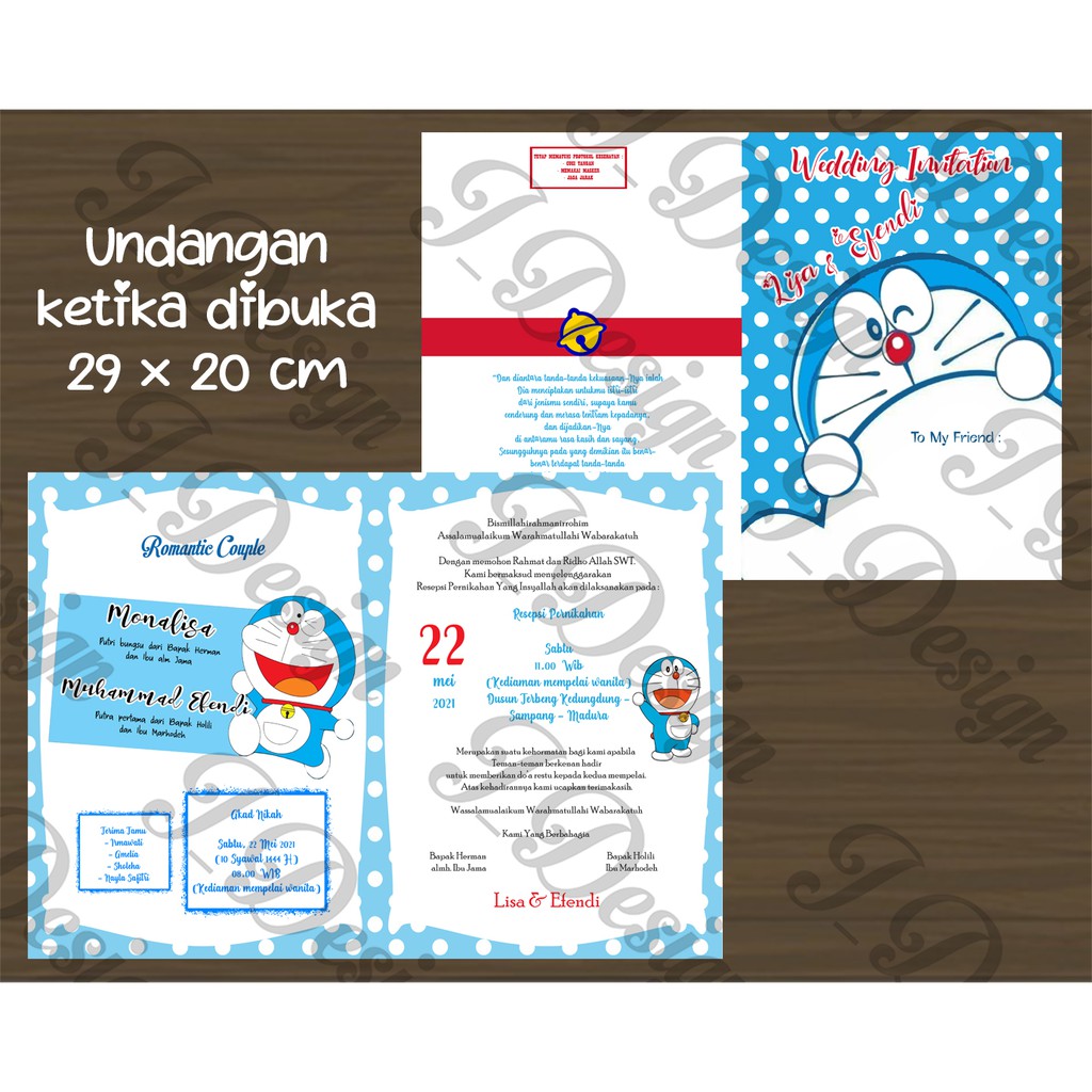 Undangan custom pernikahan custom karakter doraemon no 1