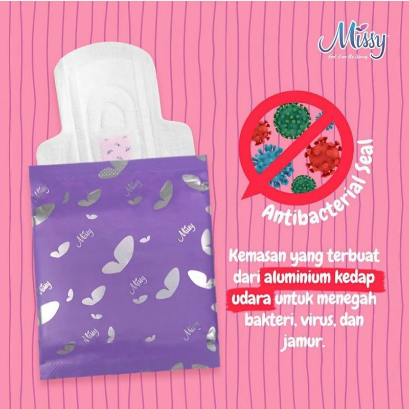 Missy Pembalut Kesehatan Wanita Anti Bakteri Anti Jamur Mencegah Keputihan / Pantyliner Super Thin