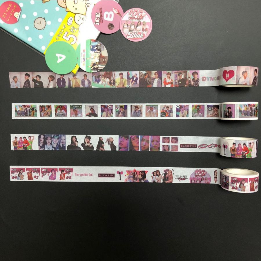 Stiker Kertasselotip Washi Gambar Kpop BTS Dynamite Blackpink Untuk Dekorasi Album Foto DIY