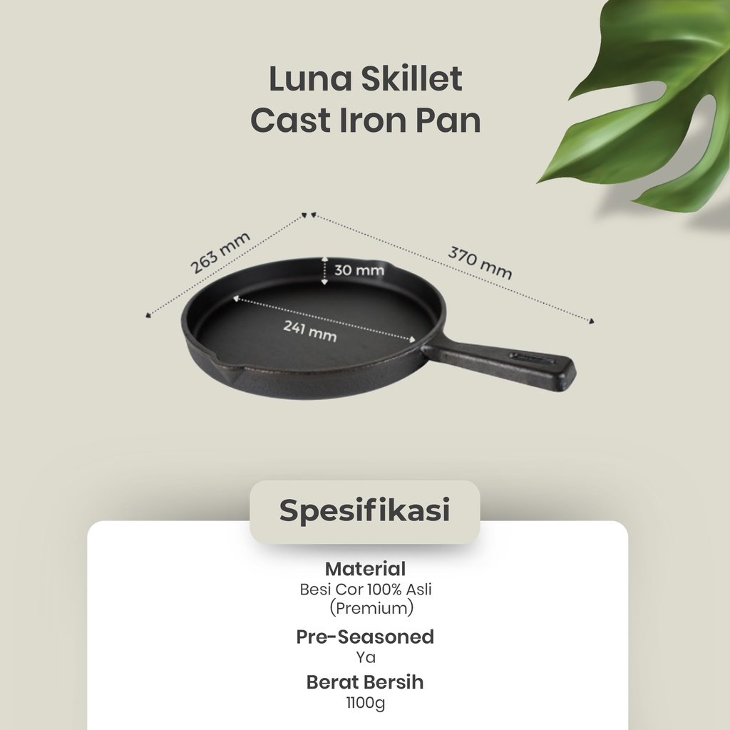 Cast Iron Pan - Luna Skillet | 100% Pure wajan cast iron