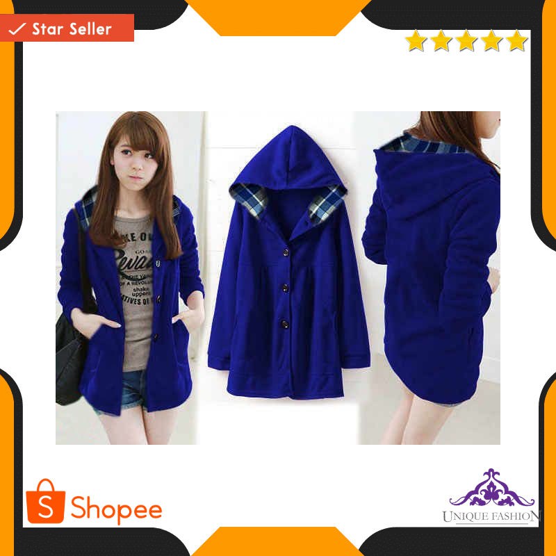 Jaket Melda Elektrik Ro Jaket Wanita Babyterry Biru Elektrik