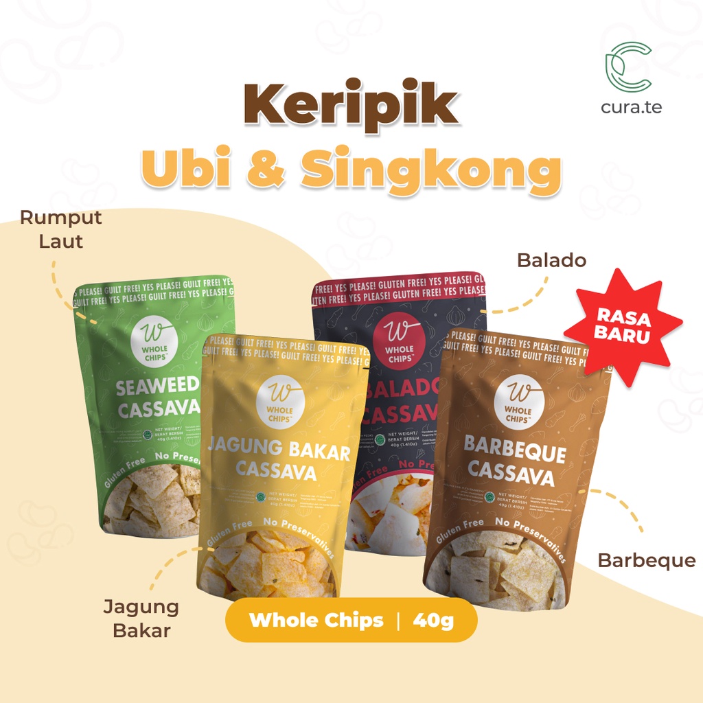 WHOLE CHIPS KERIPIK UBI SINGKONG 90GR | SNACK CEMILAN DIET SEHAT MADU UNGU