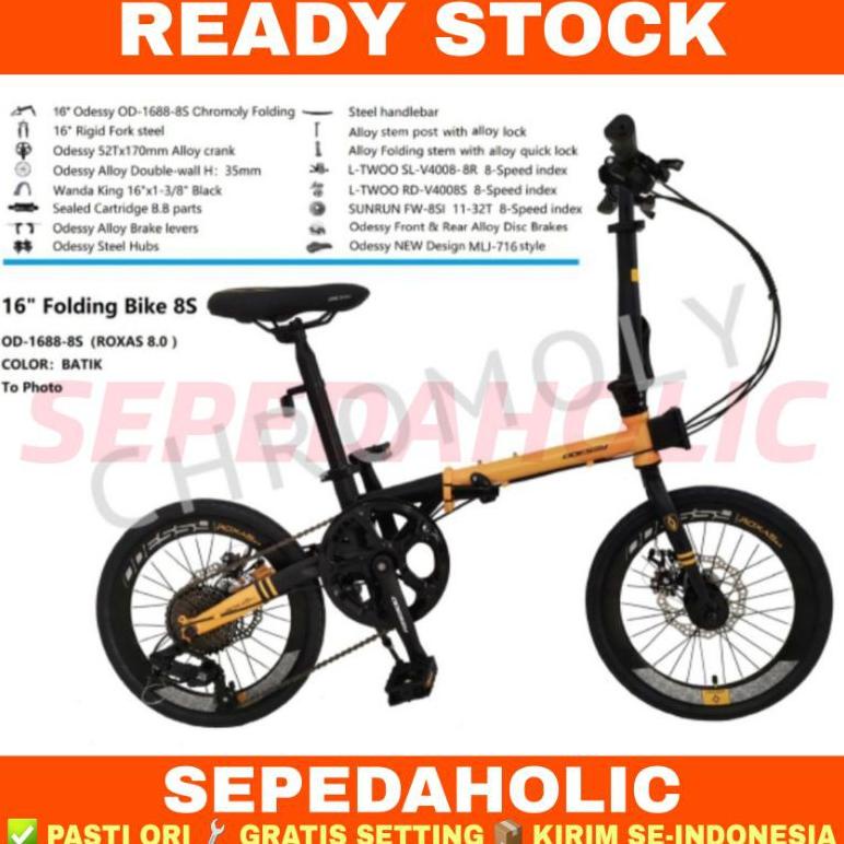 [[BISA COD]] Sepeda Lipat 16 Inch ODESSY ROXAS 8.0 Chromoly 8 Speed Rem Cakram TERPERCAYA
