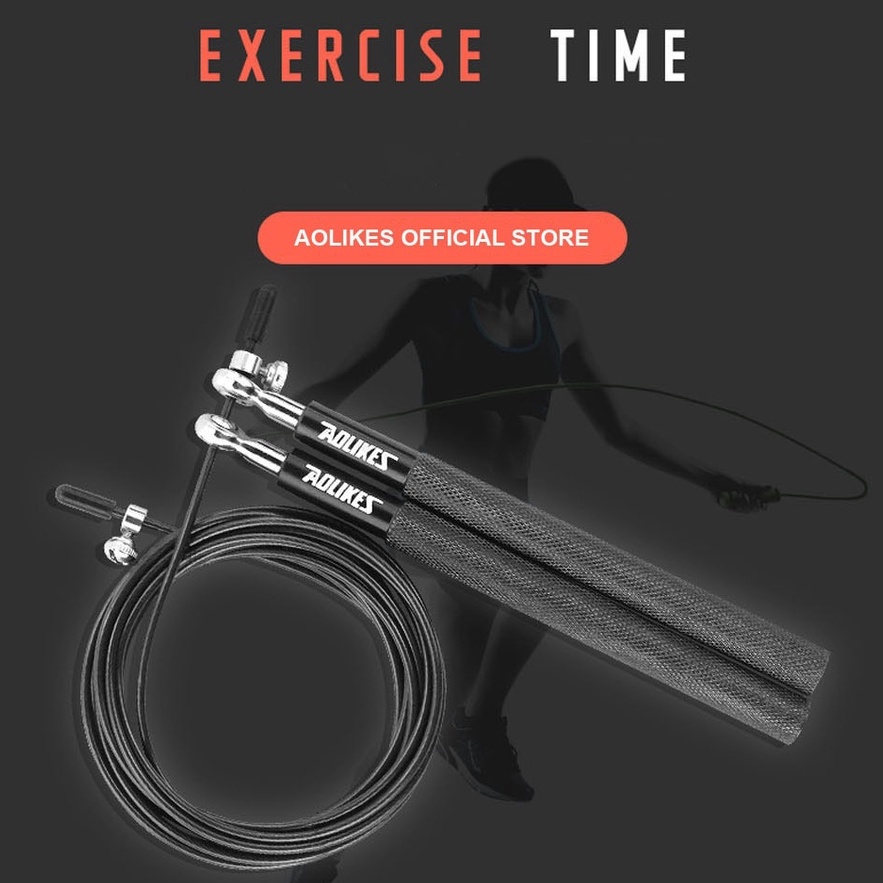 AOLIKES Tali Skipping PRO Speed Jump Rope Tali Baja Lompat Tali Loncat Tali Olahraga Fitness Steel Wire Bearing fitnes pitnes olah raga Crossfit Speed Jump Rope Professional Skipping Rope For MMA Boxing Fitness Skip Workout Training Spare Cable