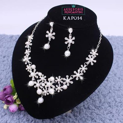 [SIAP KIRIM] AKSESORIS PENGANTIN SET KALUNG ANTING PESTA NECKLACE KAP014