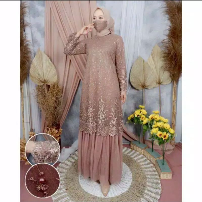 LKJ1920  GAMIS TUTU KEBAYA TULLE JUMBO LD 130 KEBAYA PESTA BAJU KEBAYA MODERN