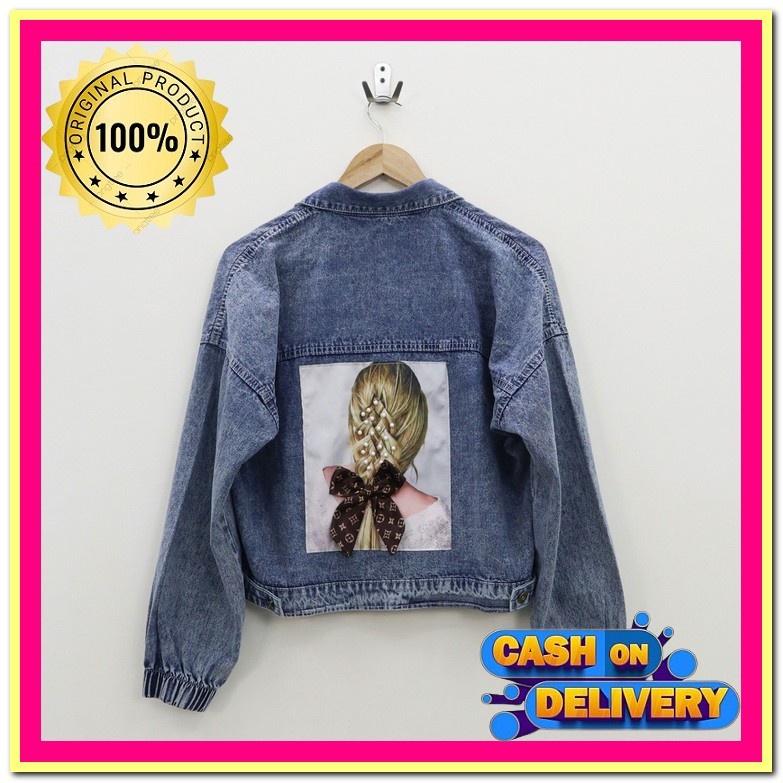 Jeans Jaket Denim Oversize Crop Wanita Korean Style Crop Top Jeans Oversize Jaket Jeans Kode Fx 323 