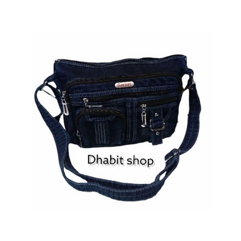 Tas slempang wanita bahan jeans ori garnet