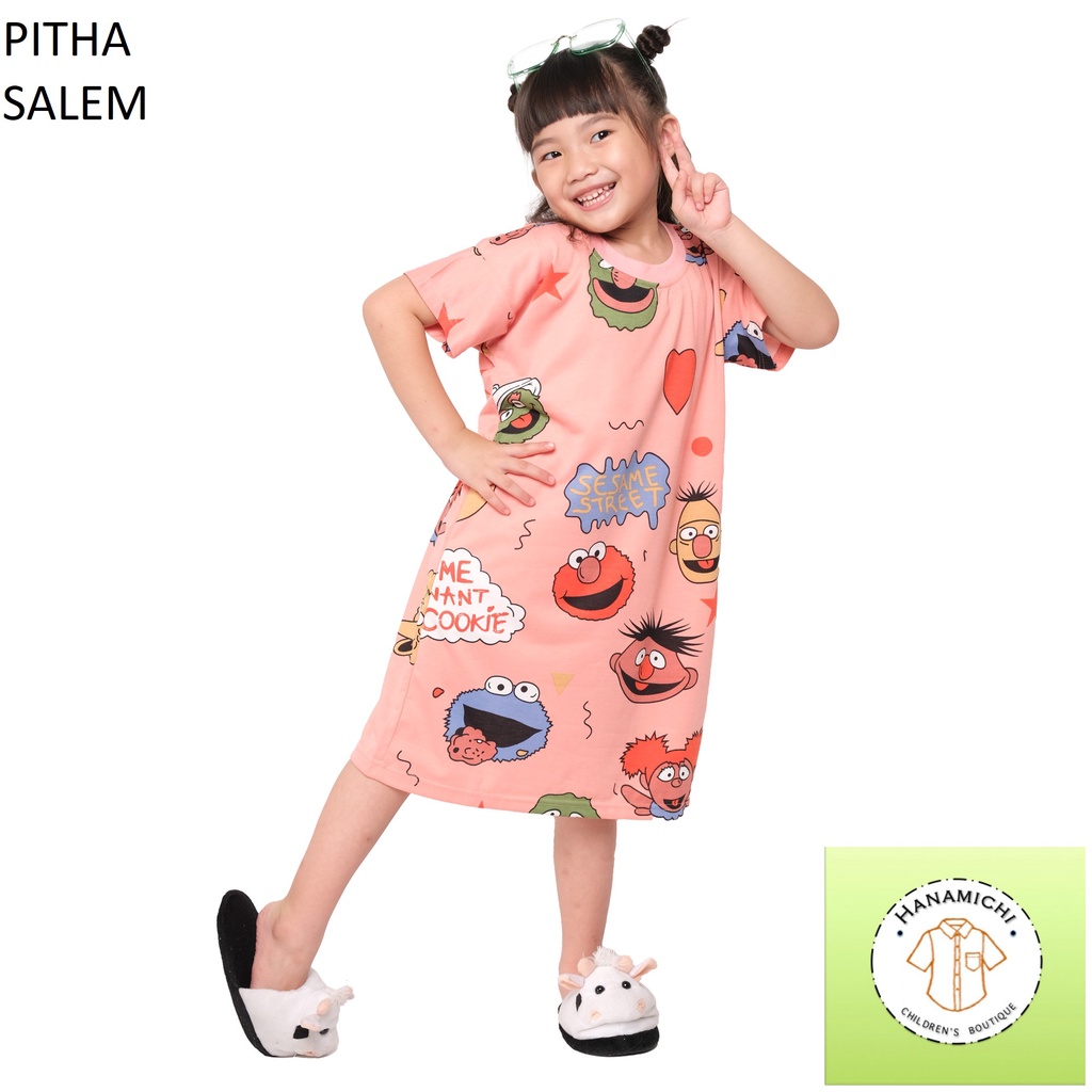 Hanamichi PITHA Dress Anak Lengan Pendek Full Print