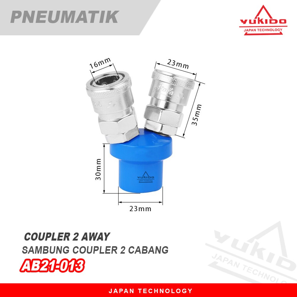 YUKIDO Quick Coupler CABANG DUA  Adapter Sambungan Selang Kompresor Angin