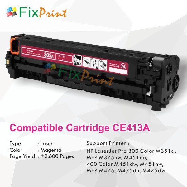 Cartridge Toner Compatible HP CE413A 305A Magenta HP Pro 300 400 M351a