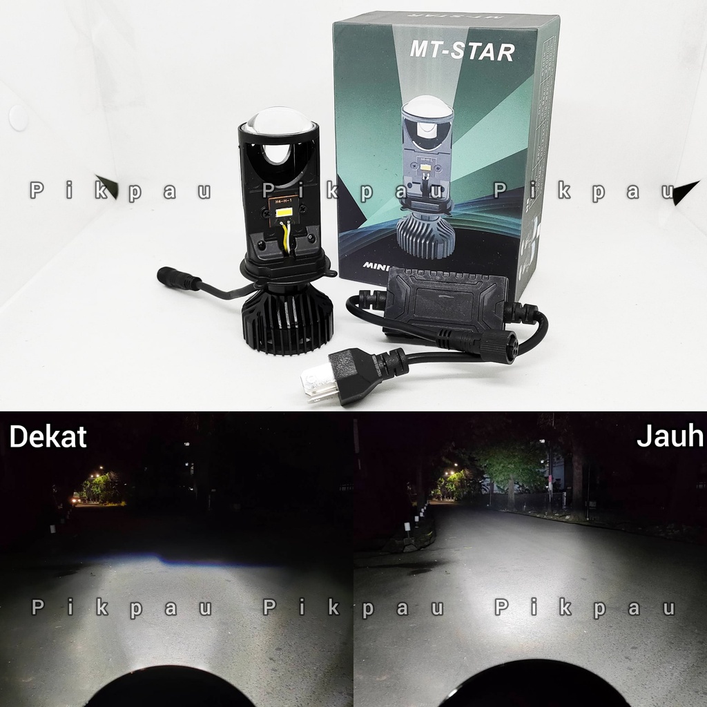 Lampu Utama Motor H4 High Low Sangat Terang Projector Mini Ada Kipas Pendingin