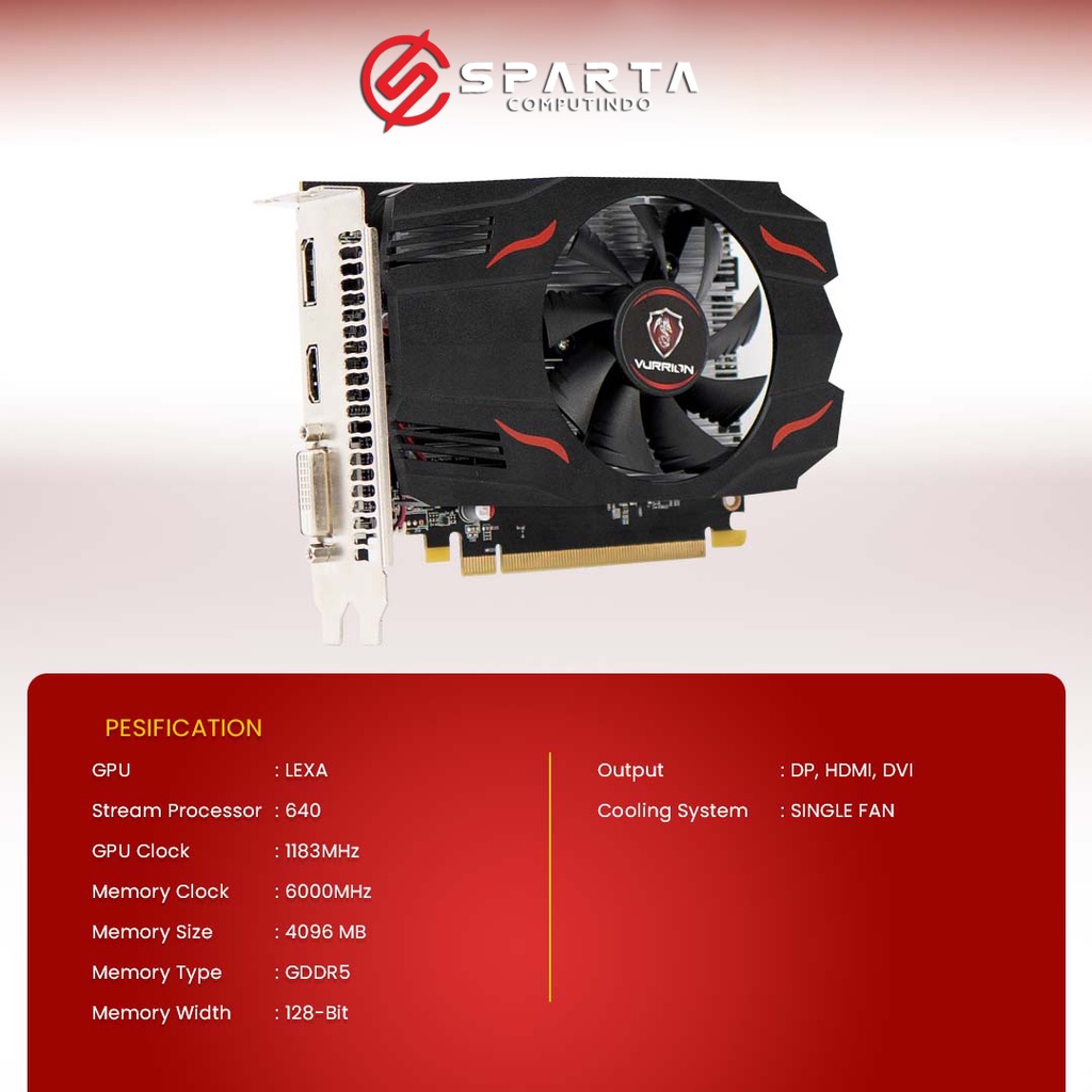 VGA Card AMD Radeon RX 550 4GB GDDR5 128 Bit Vurrion New Garansi Resmi