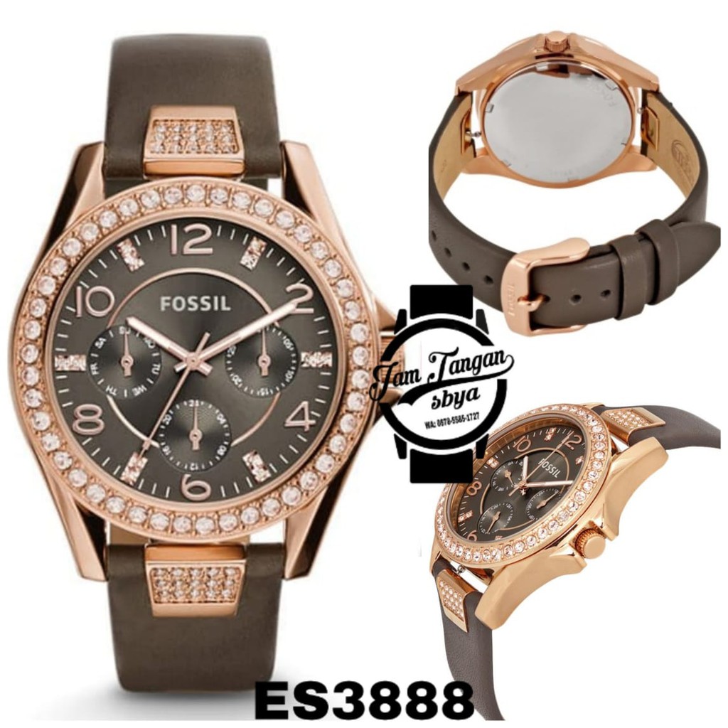 JAM TANGAN WANITA FOSSIL RILEY MULTIFUNCITION  ES3888/3887 LEATHER | ARLOJI CEWEK TALI KULIT