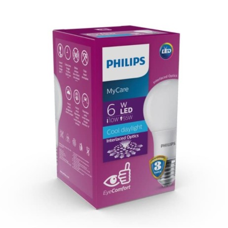 PHILIPS Lampu LED MyCare 6W Putih Bohlam LED Bulb My Care 6 Watt CDL