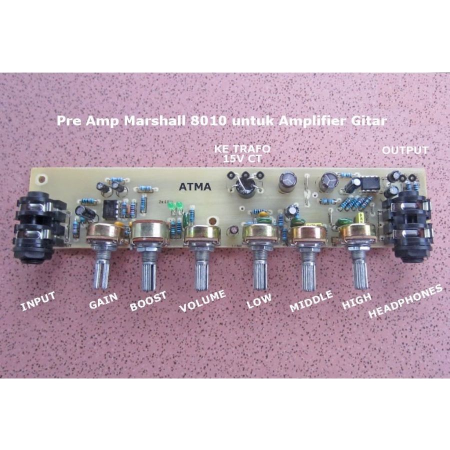 Clone Pre Amp Marshall 8010 untuk Amplifier Gitar dengan FX Distortion Booster dengan Tone Control L