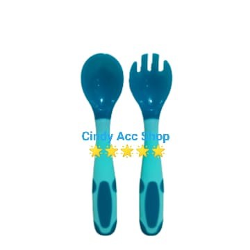 Baby Spoon &amp; Fork Set Preminum Sendok &amp; Garpu Bayi Sensor Panas AL007