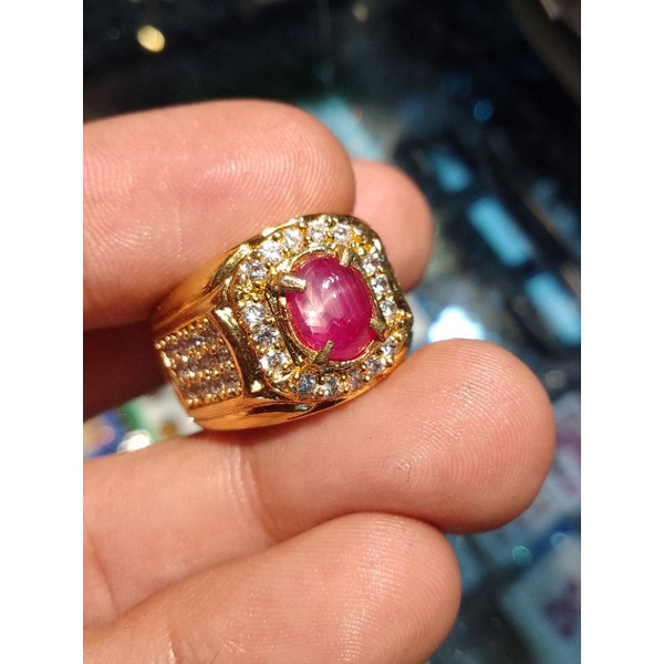 CINCIN BATU PERMATA RUBY BIRMA KRISTAL SIZE KANTORAN