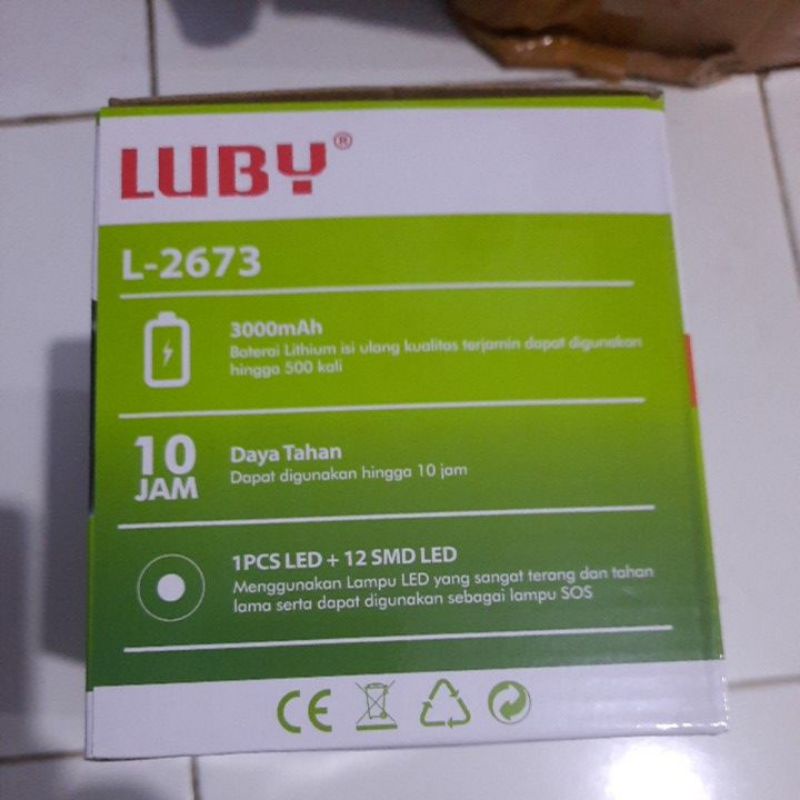 Lampu emergency 10watt senter Rechargerable Luby L-2673