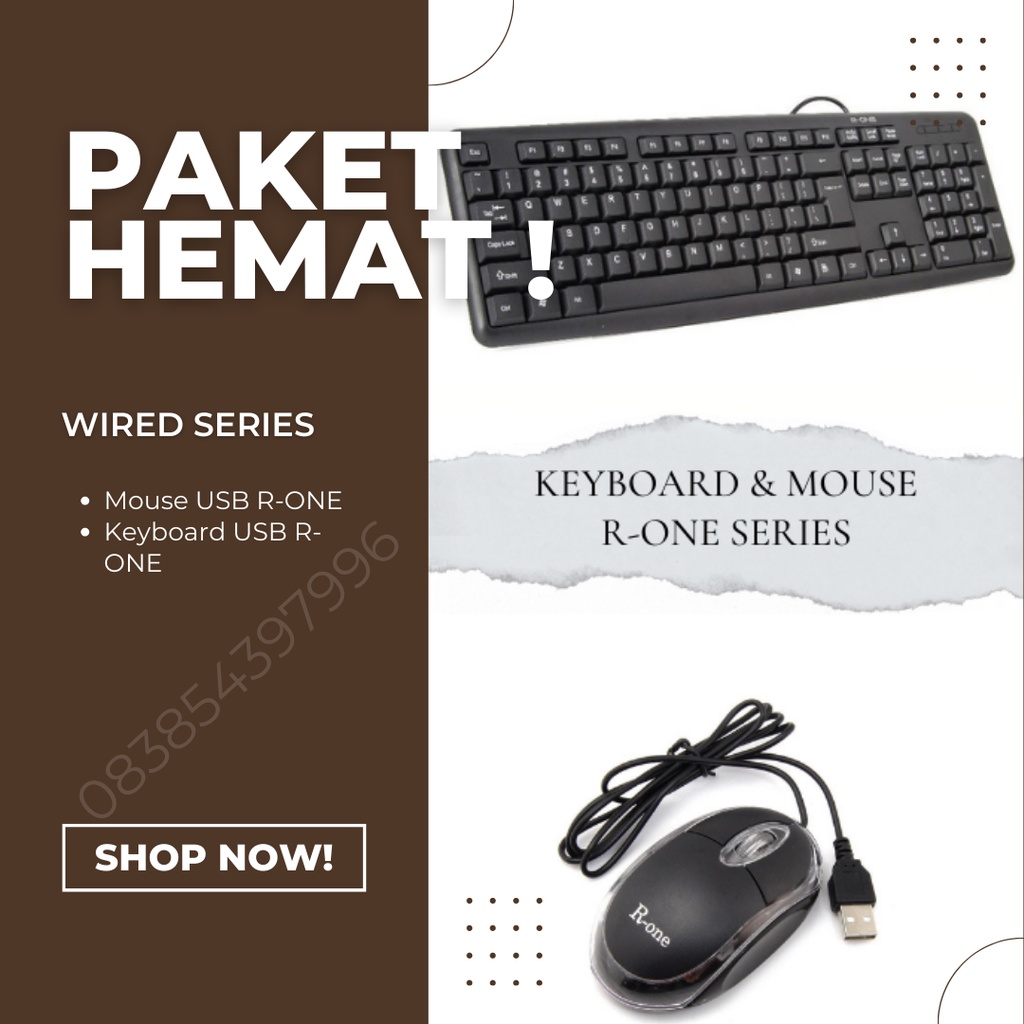 PAKET HEMAT MURAH !!! PROMO KEYBOARD DAN MOUSE USB R-ONE M101 1000 DPL SENSOR OPTICAL 3D 40 RIBUAN - TEKNO KITA