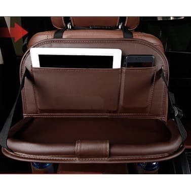 Car Seat Organizer Foldable Table | Tempat Meja Mobil Premium Leather