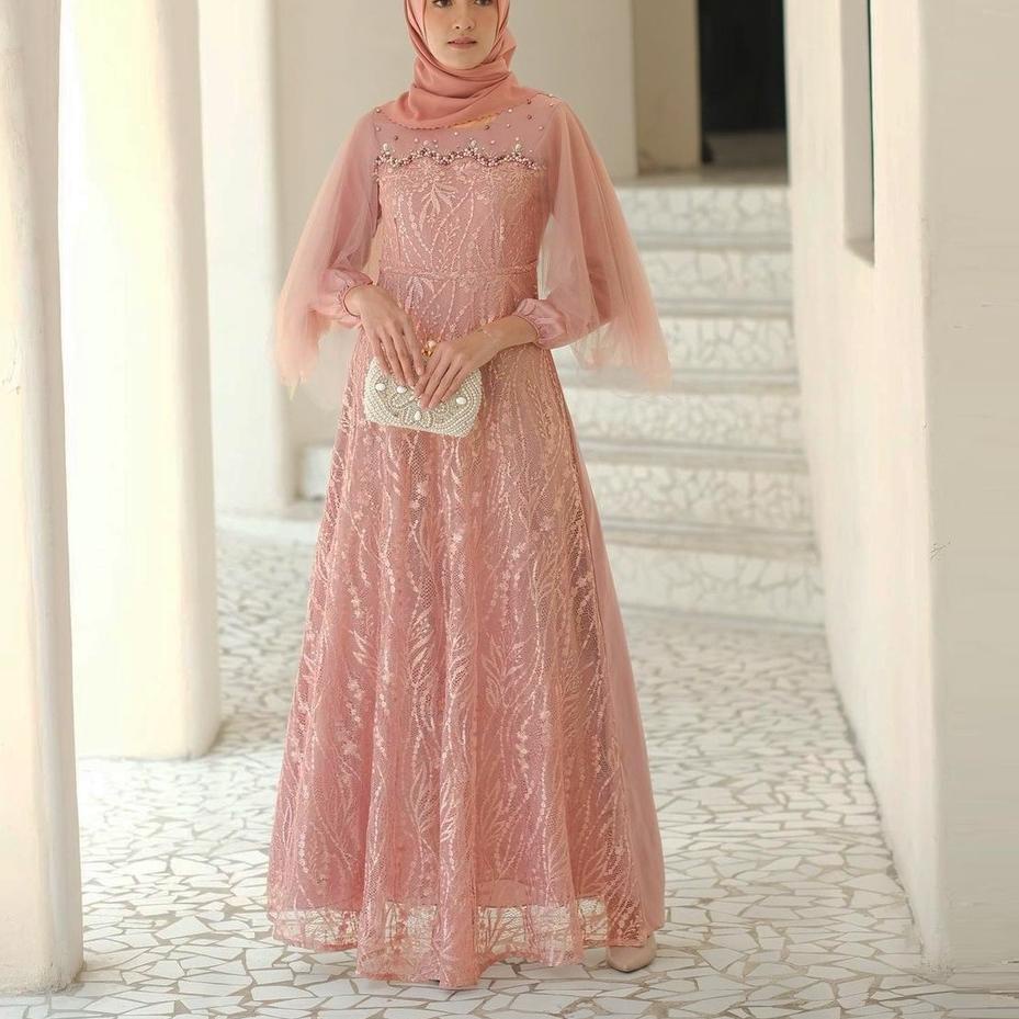 LANGSUNG KIRIM.. PRODUK TERBARU - MAXI DRESS MELA GAMIS BRUKAT MODERN - OUTFIT KONDANGAN KEKINIAN - 