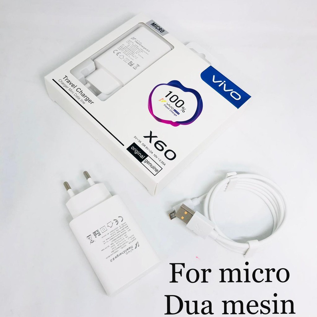 TC Vivo X60 X70 PRO Fast Charging Dual Mesin Micro &amp; Type C Travel Charger 2.0 Casan Hp