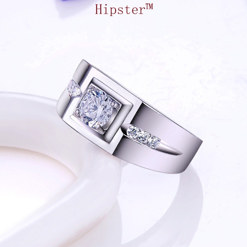 Best-Selling Exaggerated Domineering Elegant Gold Inlaid Square Diamond Adjustable Ring