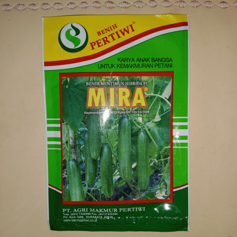 Bibit Benih Timun Mentimun Hibrida F1 MIRA. Netto 20 gr