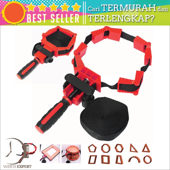 Bisa COD Alat Penjepit Bingkai Kayu Adjustable Rapid Corner Clamp Strap Band 4 Jaws - ACAMPTAR ACM25