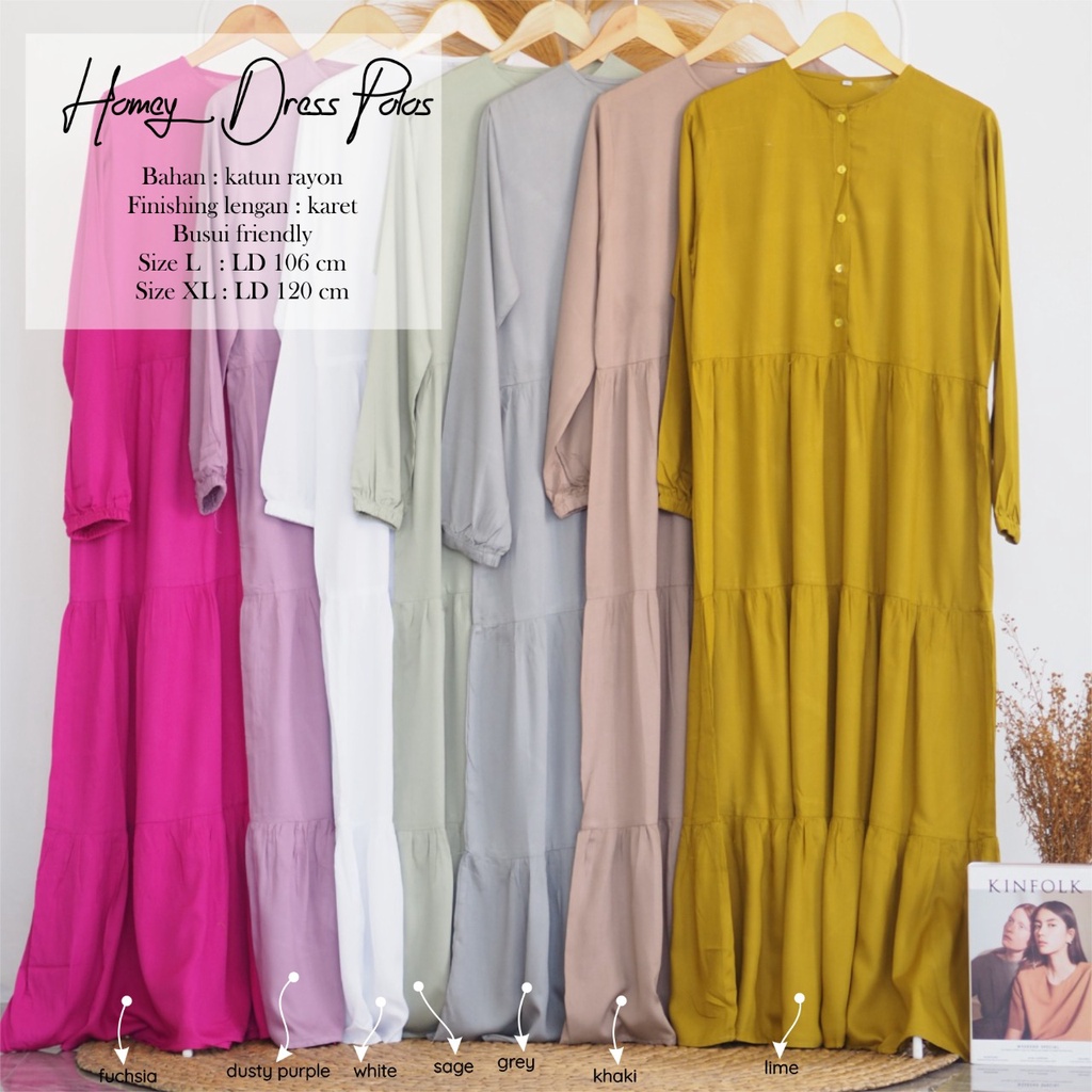 Gamis Dewasa Homey Dress Polos By Dianhijab.id - Bahan Rayon Viscose Premium Gamis Dewasa Luxury Gamis Pengajian Adem Nyaman Dipakai - Bisa COD