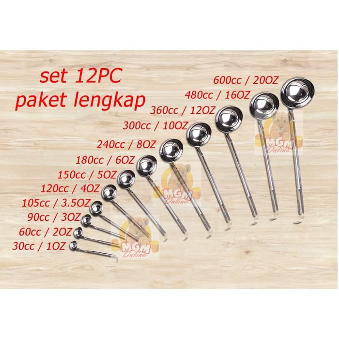 Irus Stainless ukur 30cc to 600cc FULL SET 12pc paket komplit