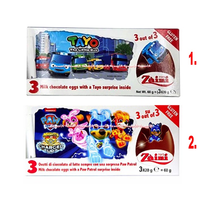 Zaini Tayo Paw Patrol Milk Chocolate Eggs Coklat Telur Bus Tayyo Mobil Zainy Telur Coklat Telur Bulat Isi mainan Anak Paws patrol Pawpatrol