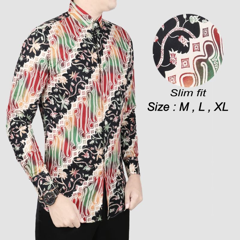 BATIK ASLI KEMEJA PRIA SLIMFIT BATIK PRIA SLIM FIT LENGAN PANJANG MIX CLOTHING CBL164