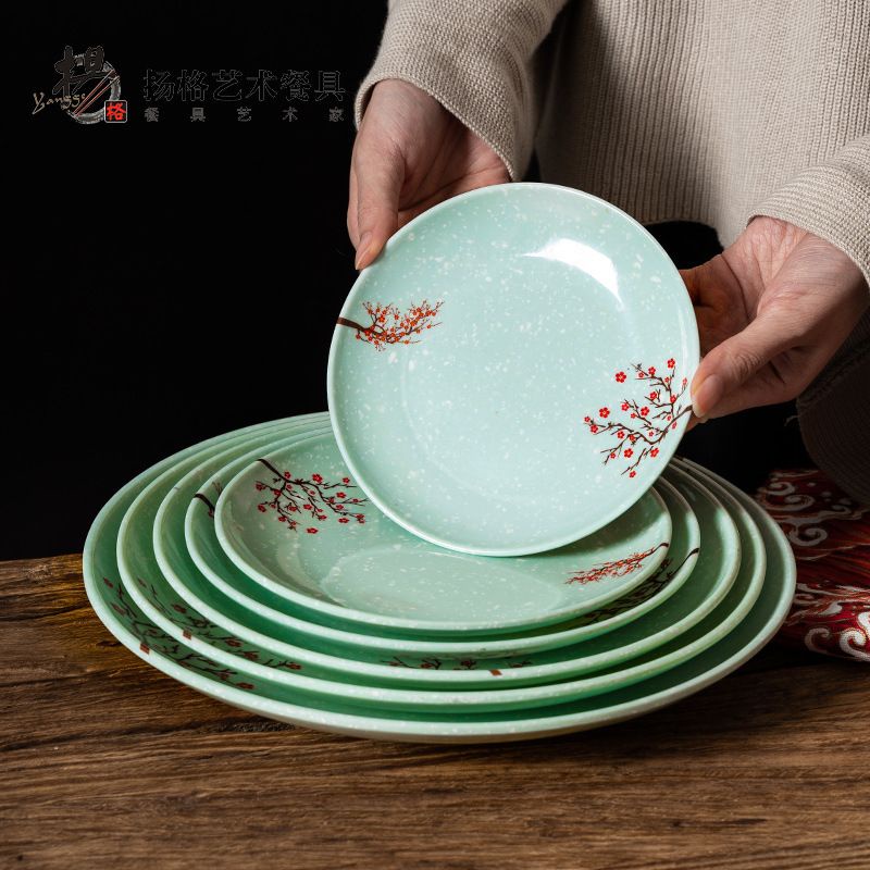 set peralatan makan melamin estetik piring sendok mangkok motif sakura