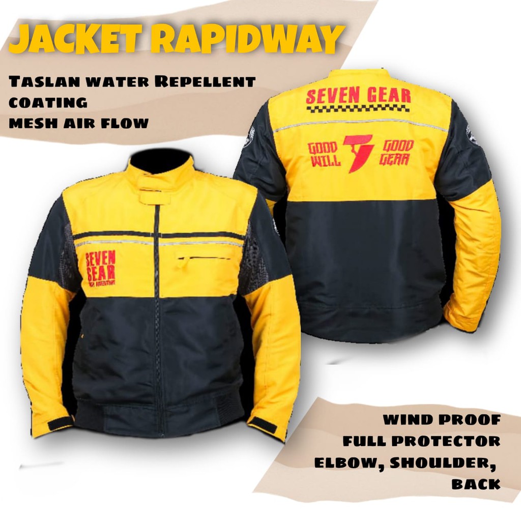 Jacket Rapidway 7Gear Yellow | Jaket Motor Anti Angin | Jaket Touring Motor Kuning