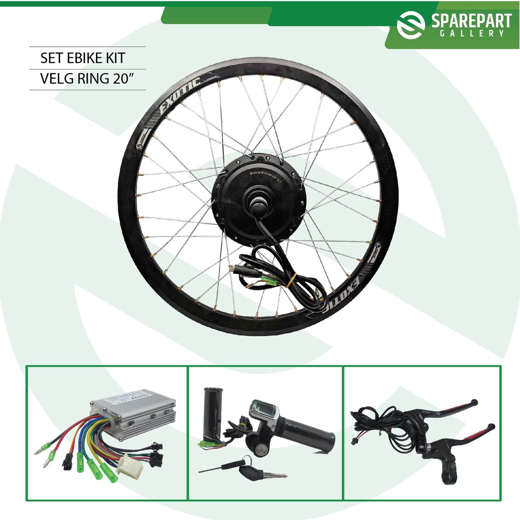 Jual Set Ebike Kit Dinamo motor bldc 36v 350w velg ring20" sepeda