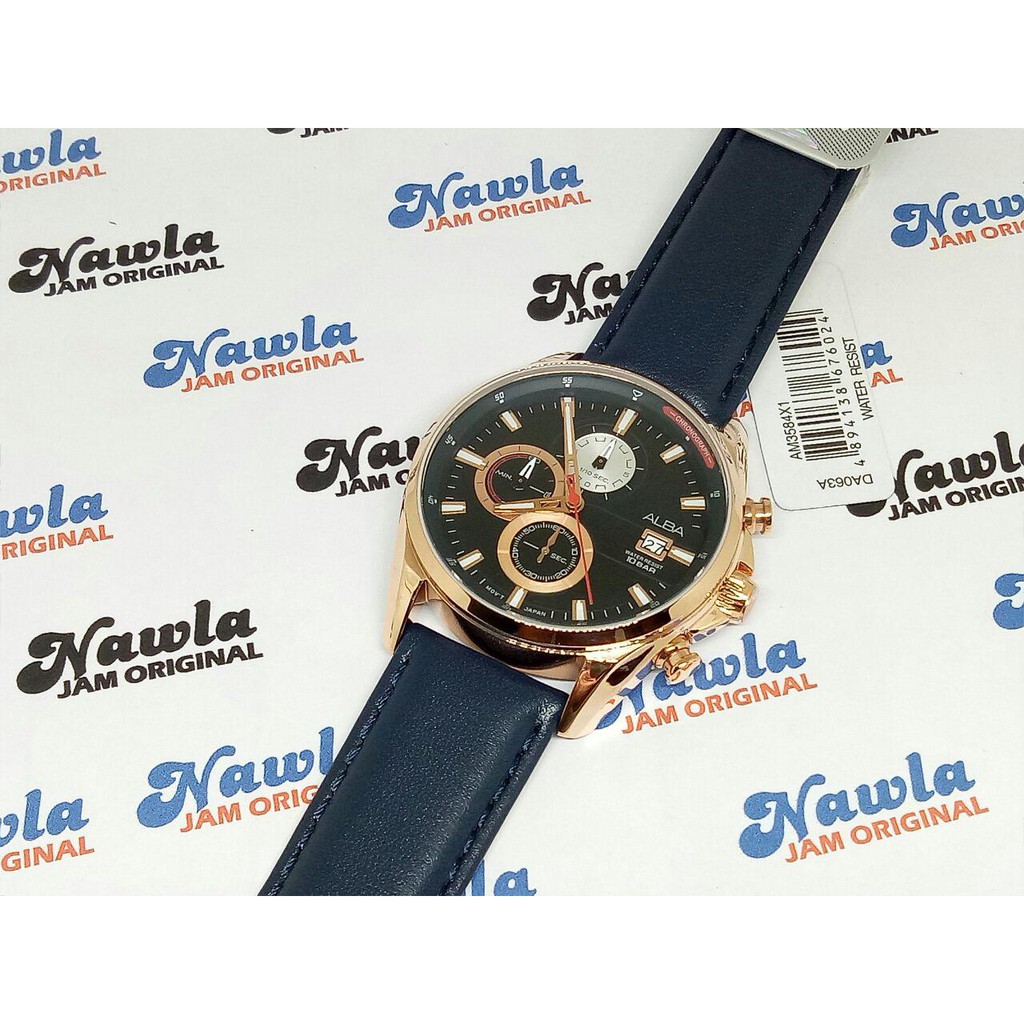 Alba Quartz AM3584X1 Chronograph Dark Blue - Jam Tangan Pria AM3584